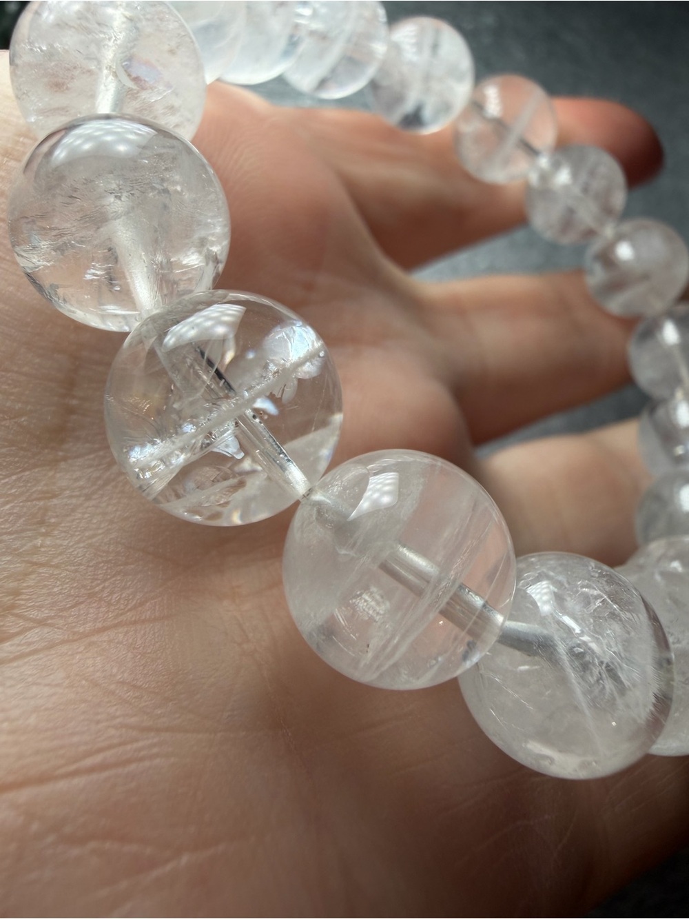 Beautiful 12MM Layered White Phantom Quartz Natural Crystal Bracelet